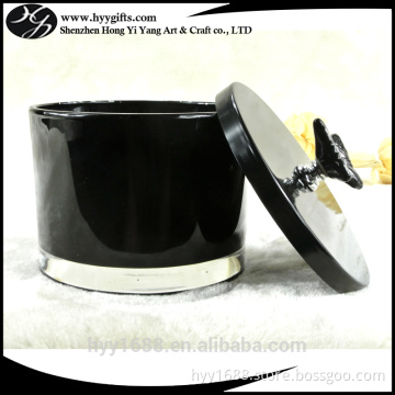 wholesale glass jar candle,black candle container with metal lid